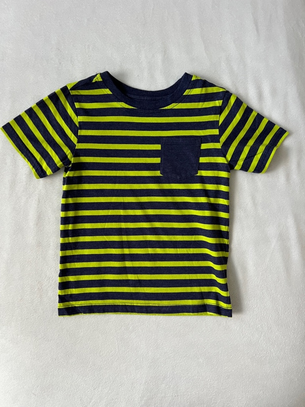 Boy’s Navy & Lime Stripe Pocket Tee